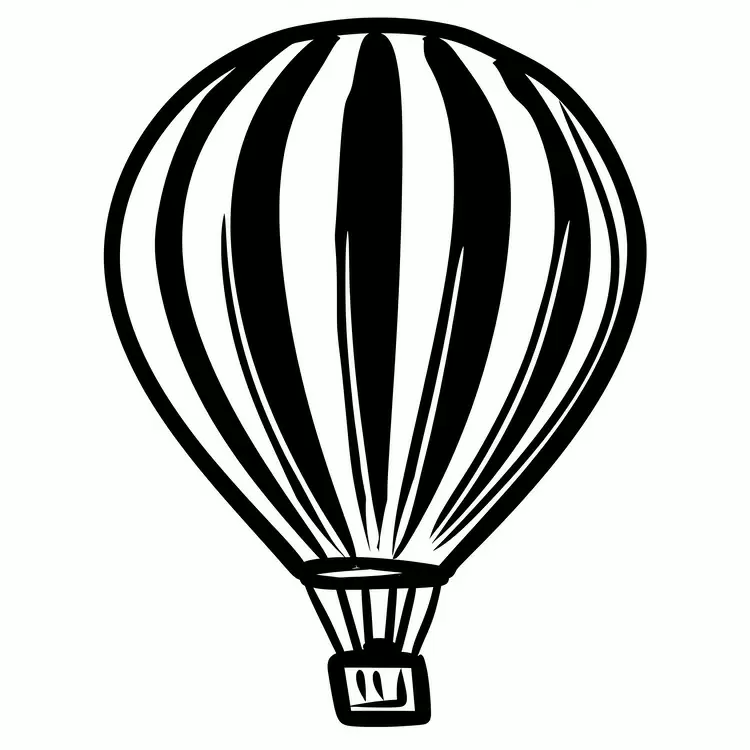 Balloon silhouette Black and white Vector illustration Striped balloon Hot air balloon