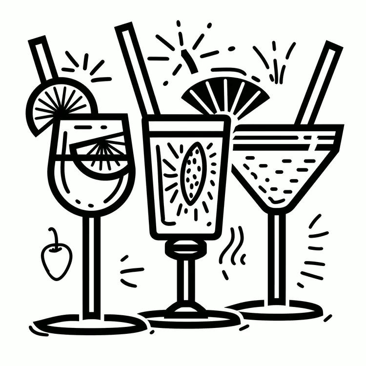 Cocktails Summer party drinks Drink for celebrations Beverage glasses