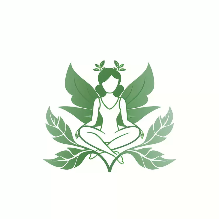 Lotus flower logo Flower symbol for wellness Fairies sitting on lotus leaves Flower symbol design Green fairies