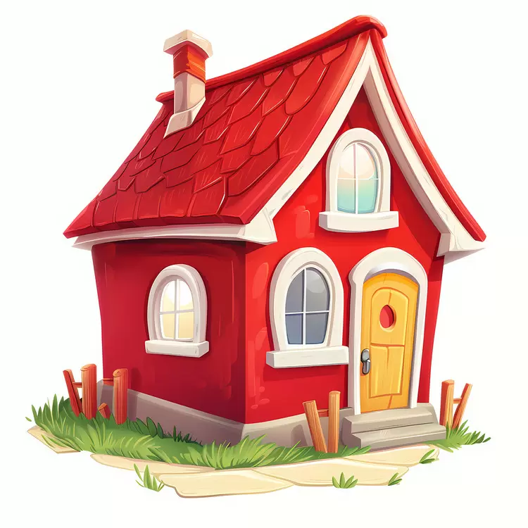 bright red house