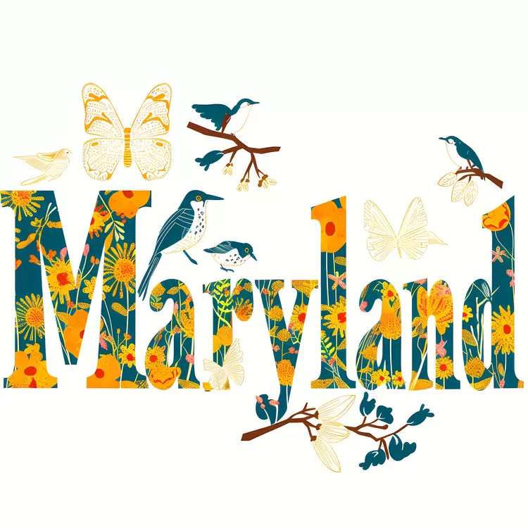 botanical art deco whimsical What's the primary color of  ?</Img Maryland