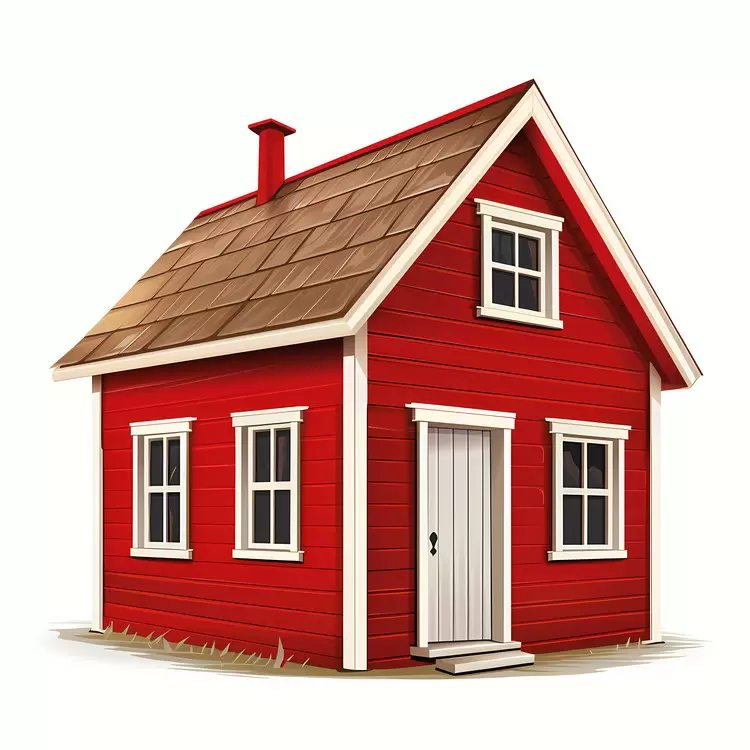 bright red house