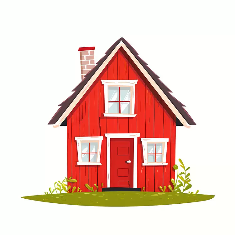 bright red house