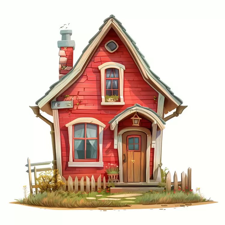bright red house