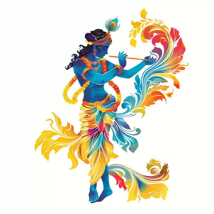 floral traditional lord krishna abstract artistic