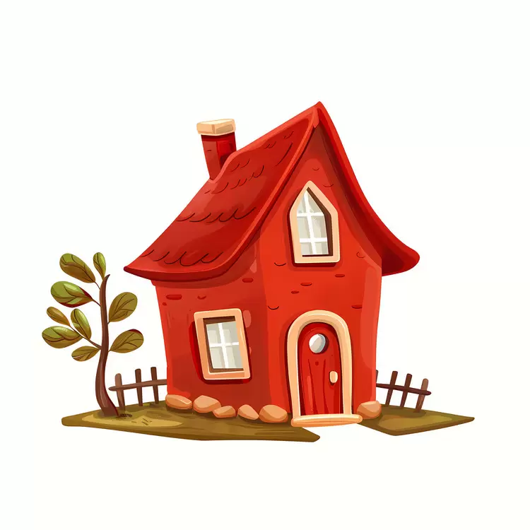 bright red house