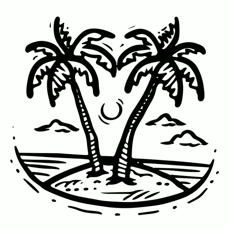 landscape palm trees water tropical sun