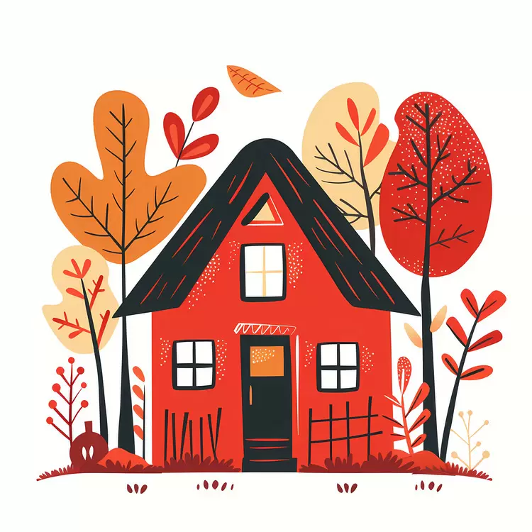 bright red house