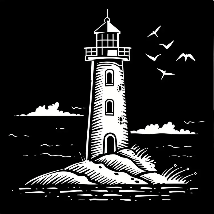rocks clouds lighthouse waves darkness