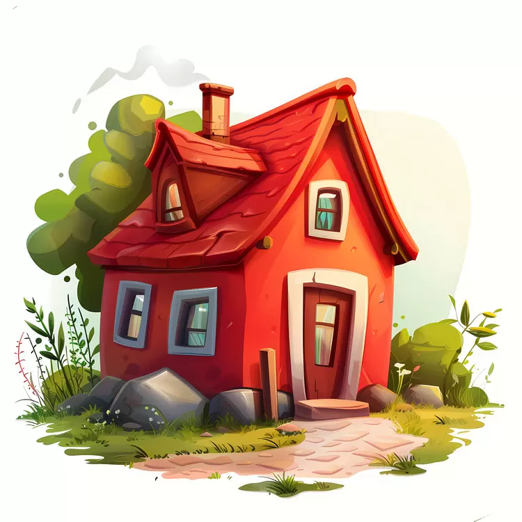 bright red house