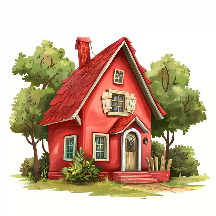 bright red house