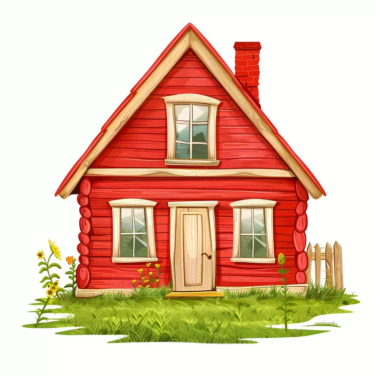 bright red house