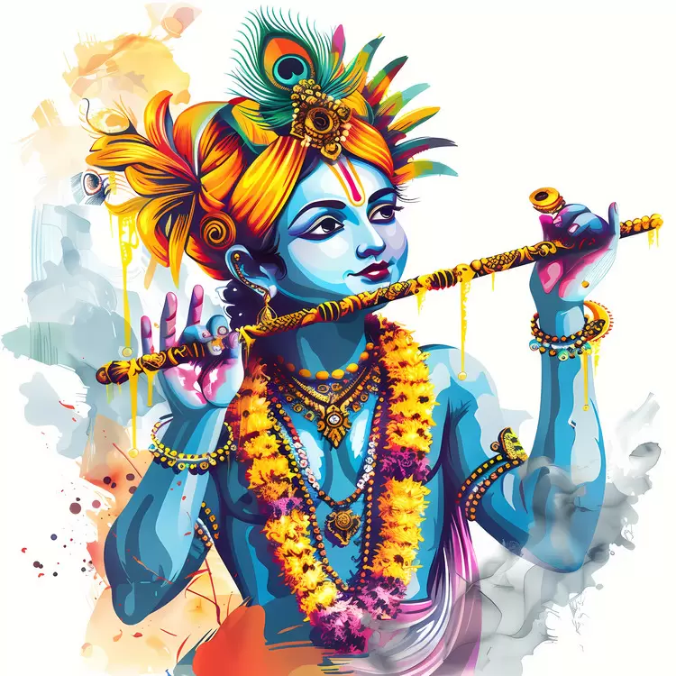 lord krishna artwork Krishna Janmashtami lord krishna painting krishna playing flute hindu god