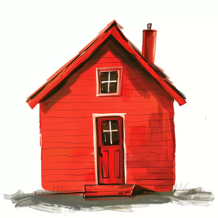 bright red house