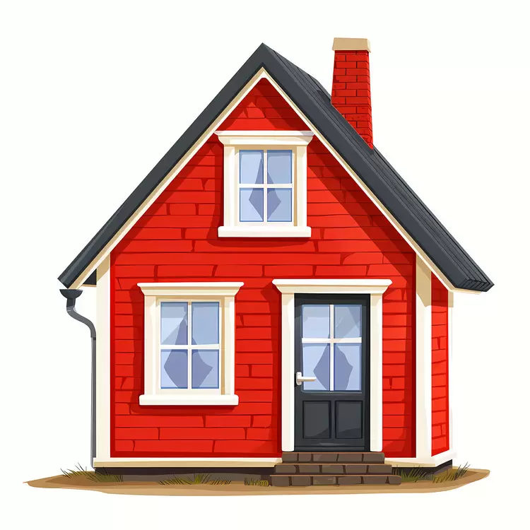 bright red house