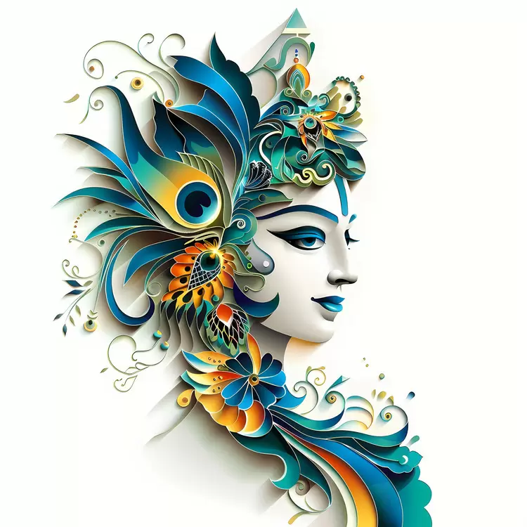Mythology India Hinduism Facial Features Colorful