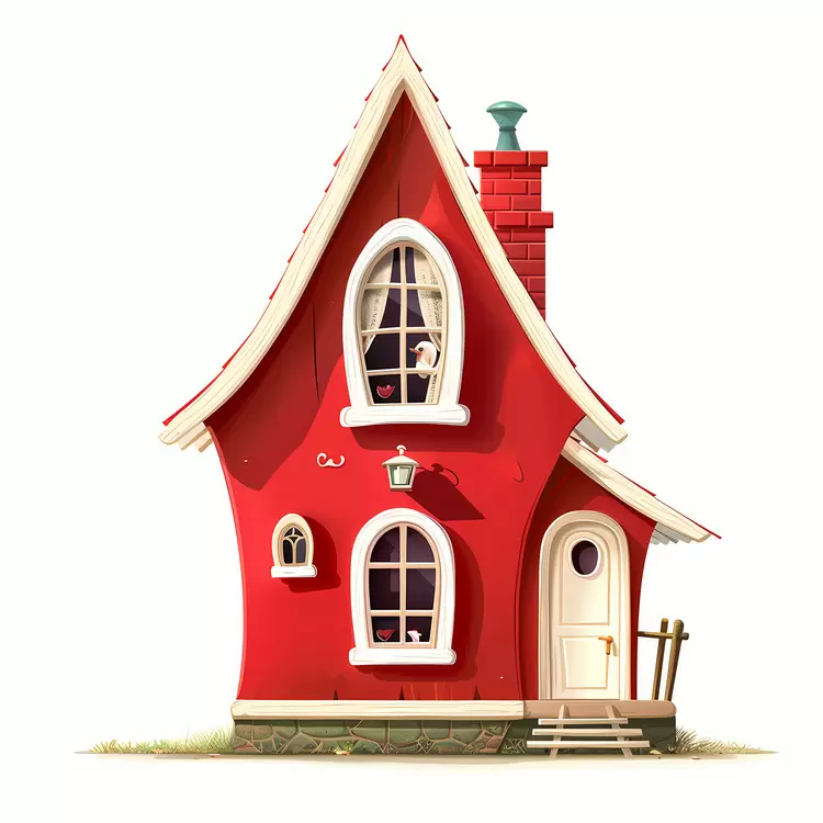 bright red house