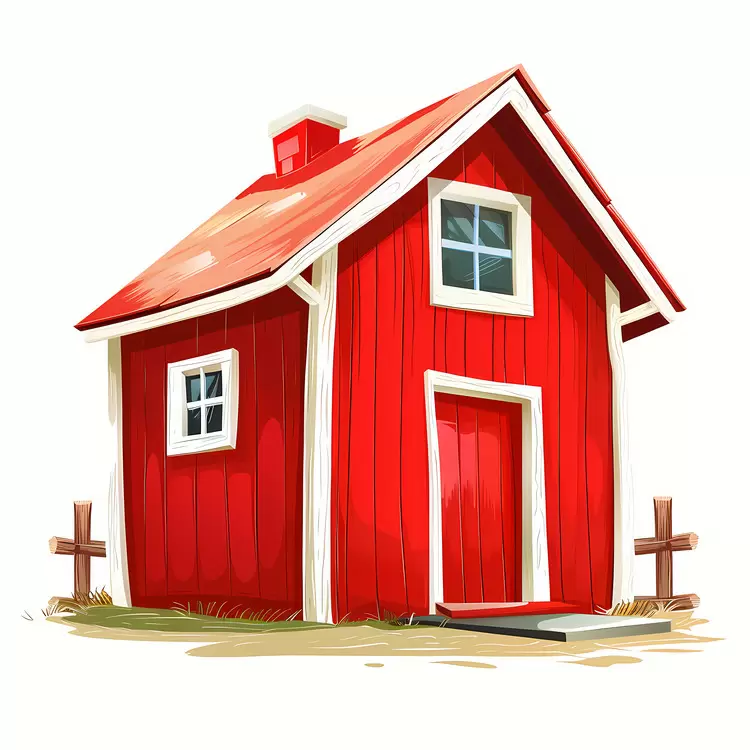 bright red house