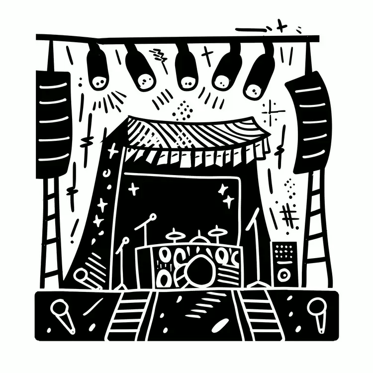 microphones lighting music drum set summer theme