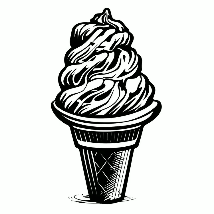 Ice cream cone summer theme Black and white Creamy