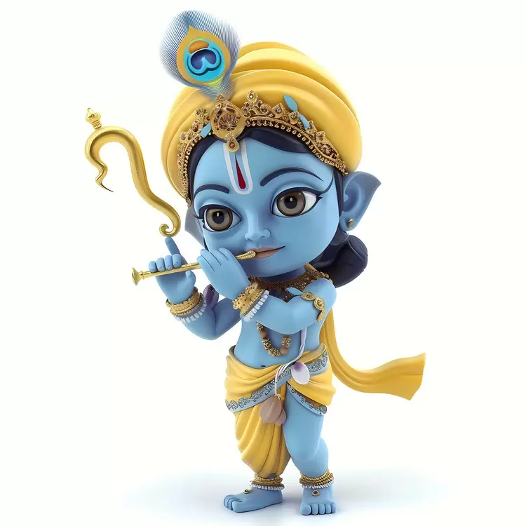 performing yoga Krishna Janmashtami with a snake in his hand hindu god
