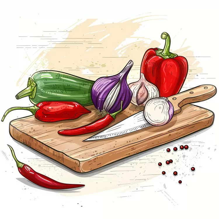 Ingredients Vegetables Fruit Spices Knife