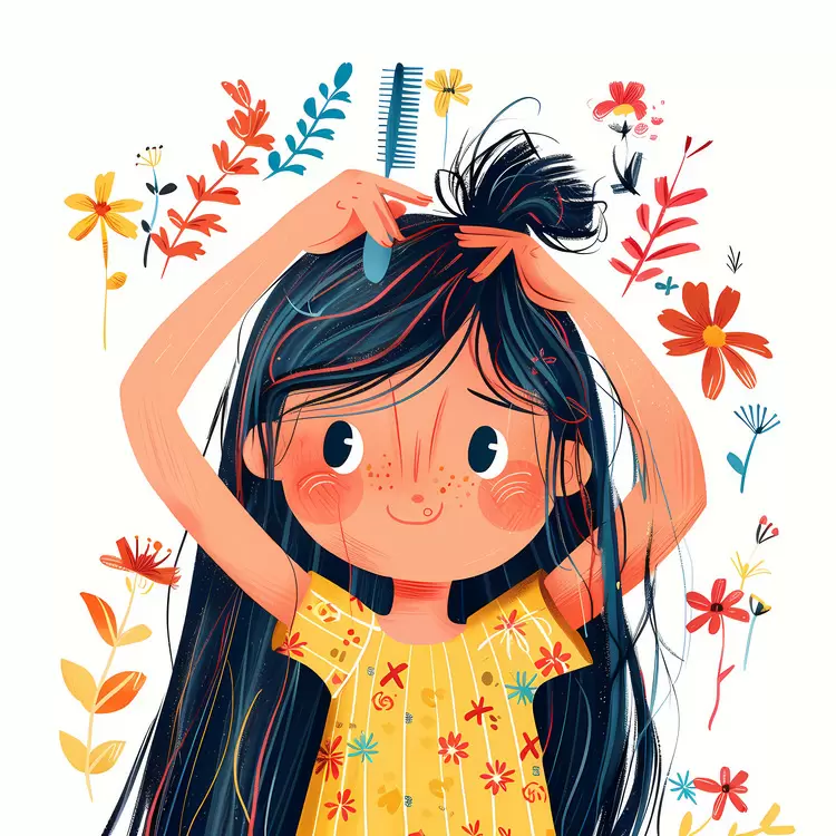 Girl Combing Hair