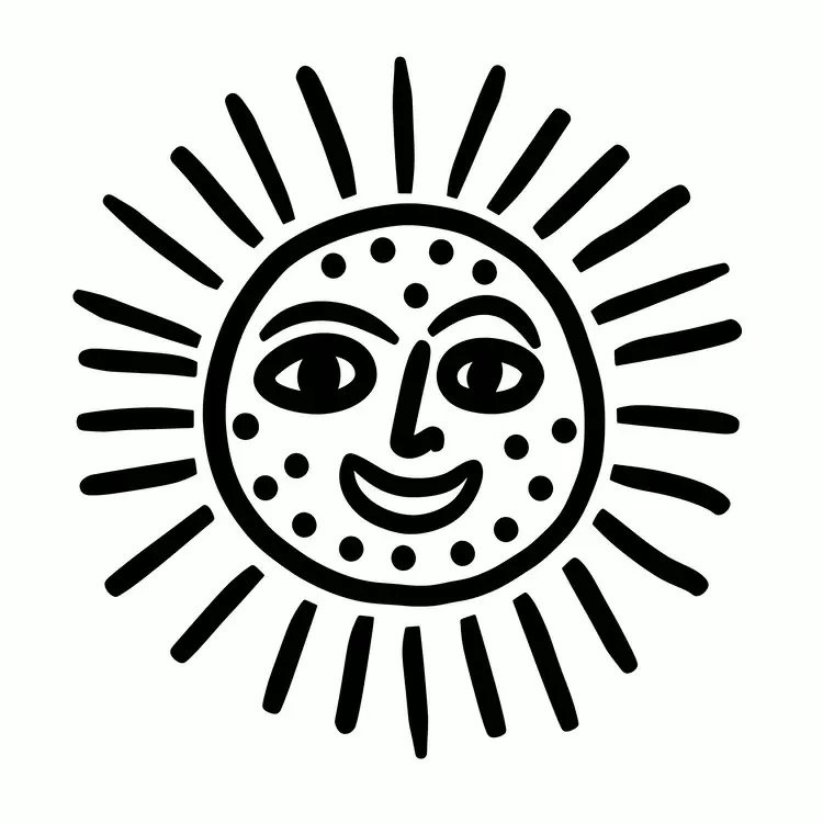 white outline summer theme smiley rays