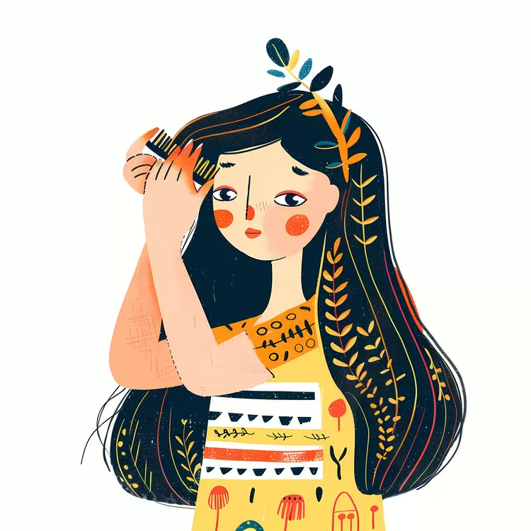 Girl Combing Hair