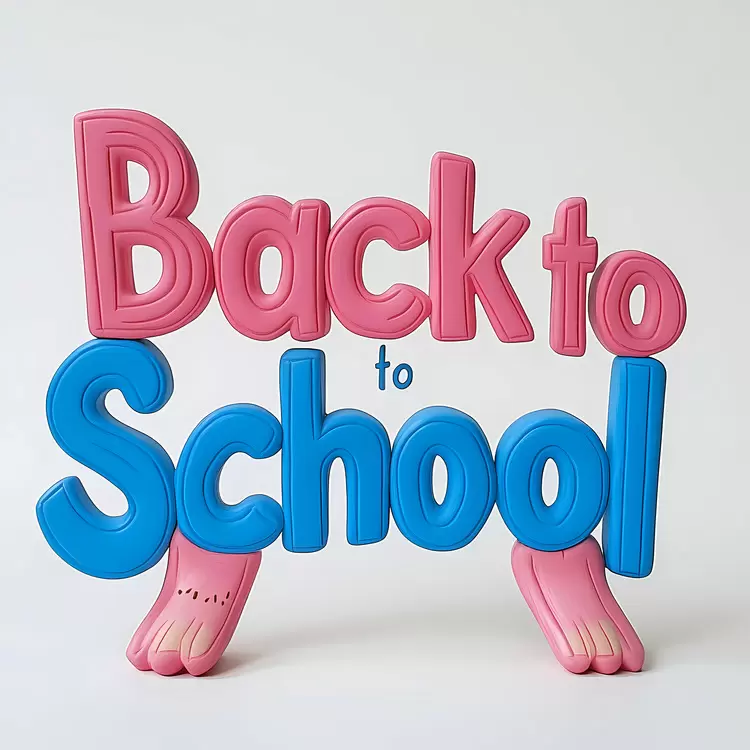 Typography Lettering Pink Toe Back to school