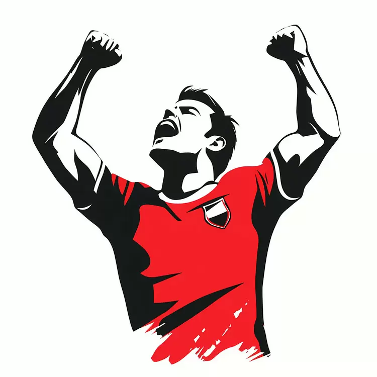 football team celebrate joy victory emotion red jersey