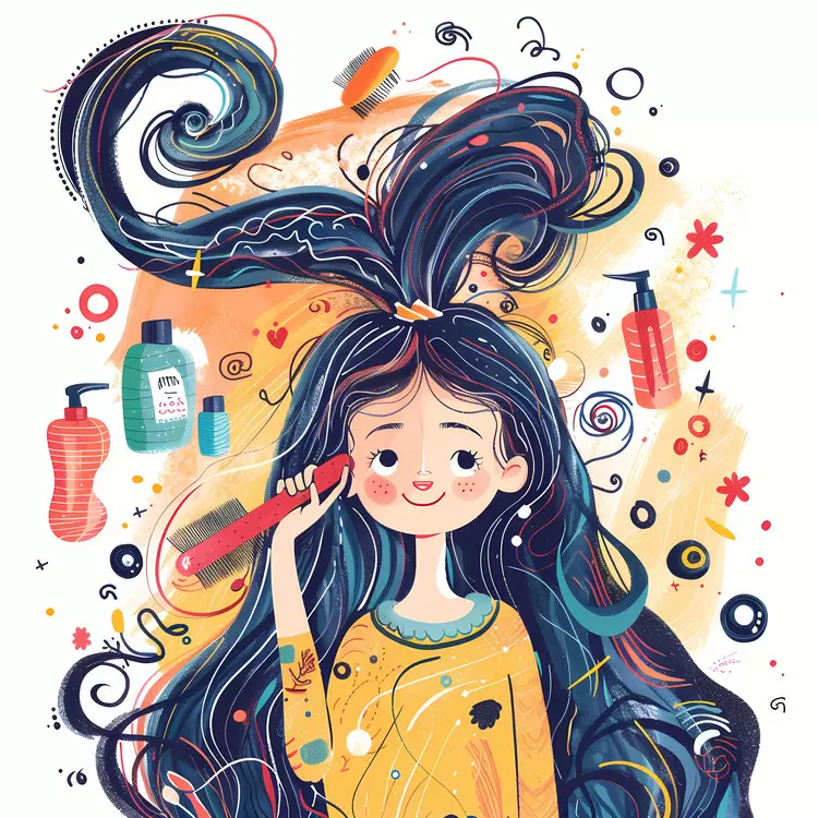 Girl Combing Hair
