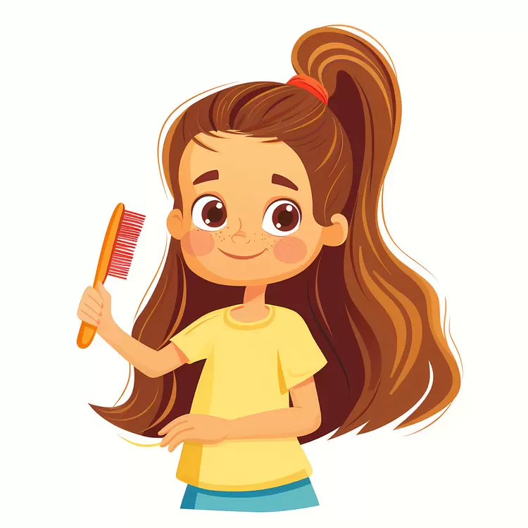 Girl Combing Hair