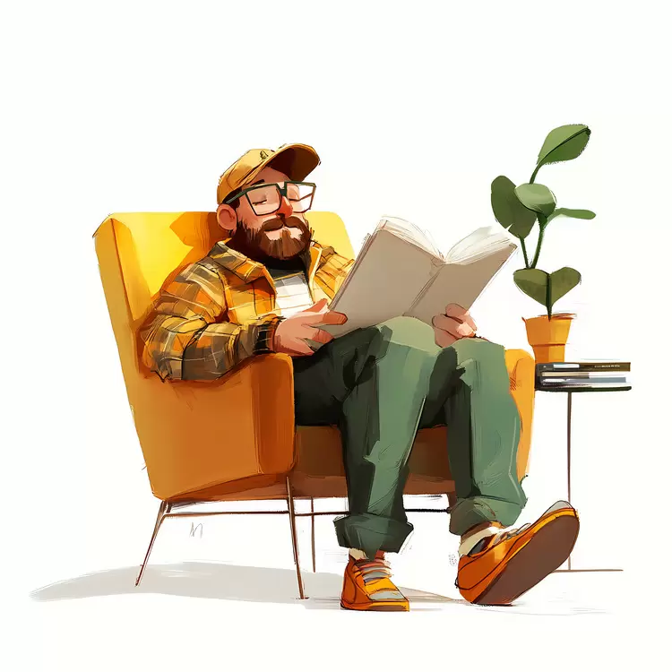 Floor Book Reading Comfortable chair Man
