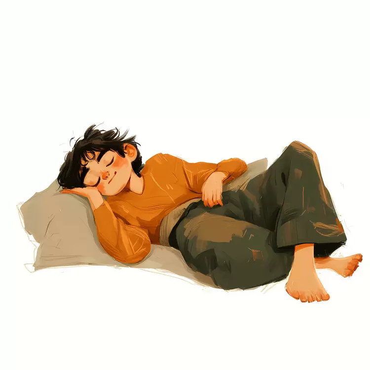 person in bed lying down Lazy Day person sleeping on a mattress resting on a pillow