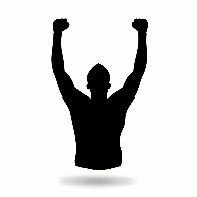 strong man victory pose muscular male figure competitive spirit triumphant pose