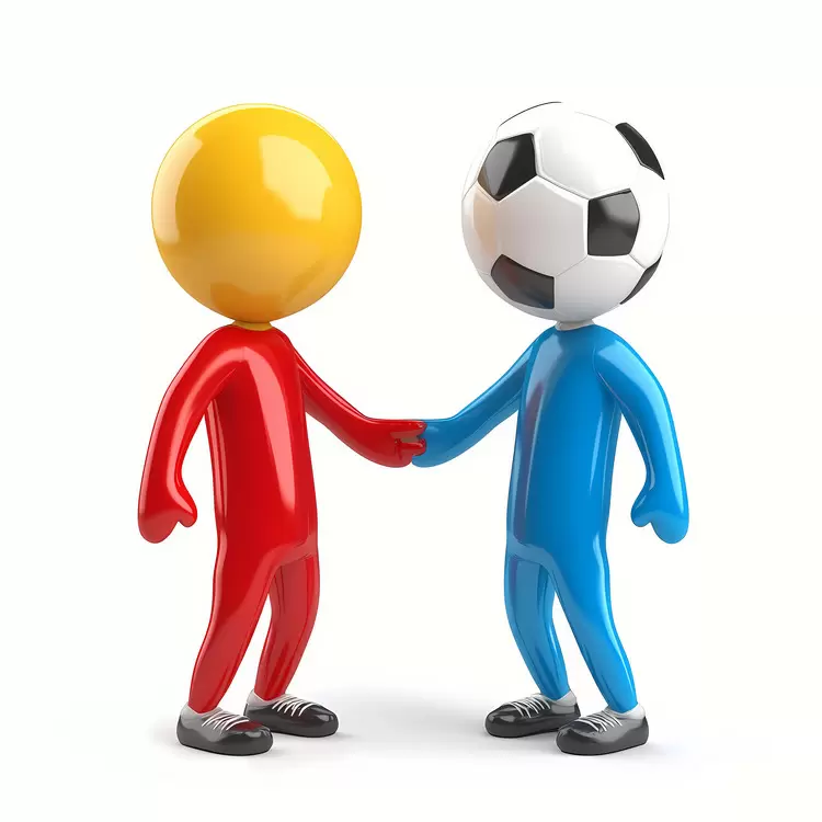 Red and yellow characters Sportsmanship White background Human Hand to hand interaction
