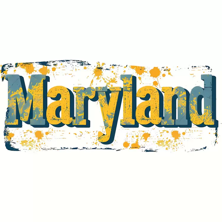 Maryland State Typography Design Vintage Design Distressed Text Word Play