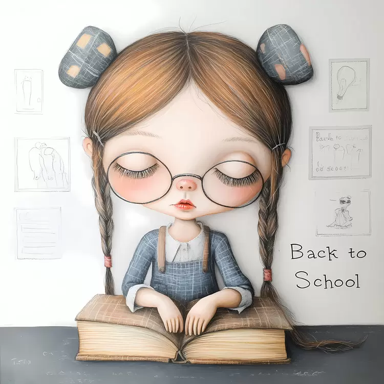 Back to school School girl Artwork Girl with glasses