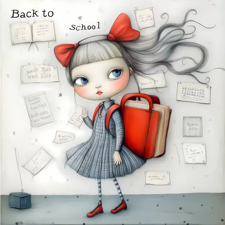 school supplies 10 cartoon illustration separated by comma: back to school for