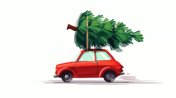 Christmas tree on car