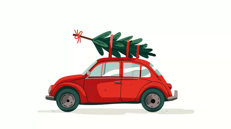 Christmas tree on car