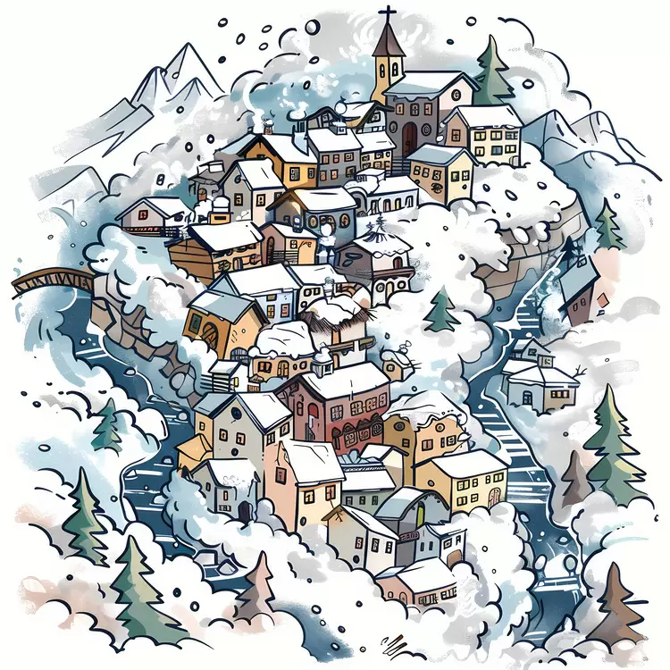 Avalanche cover town