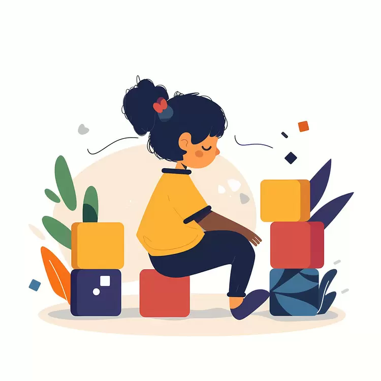 child playing blocks