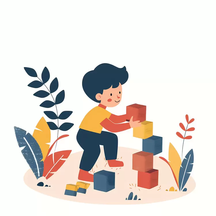 child playing blocks