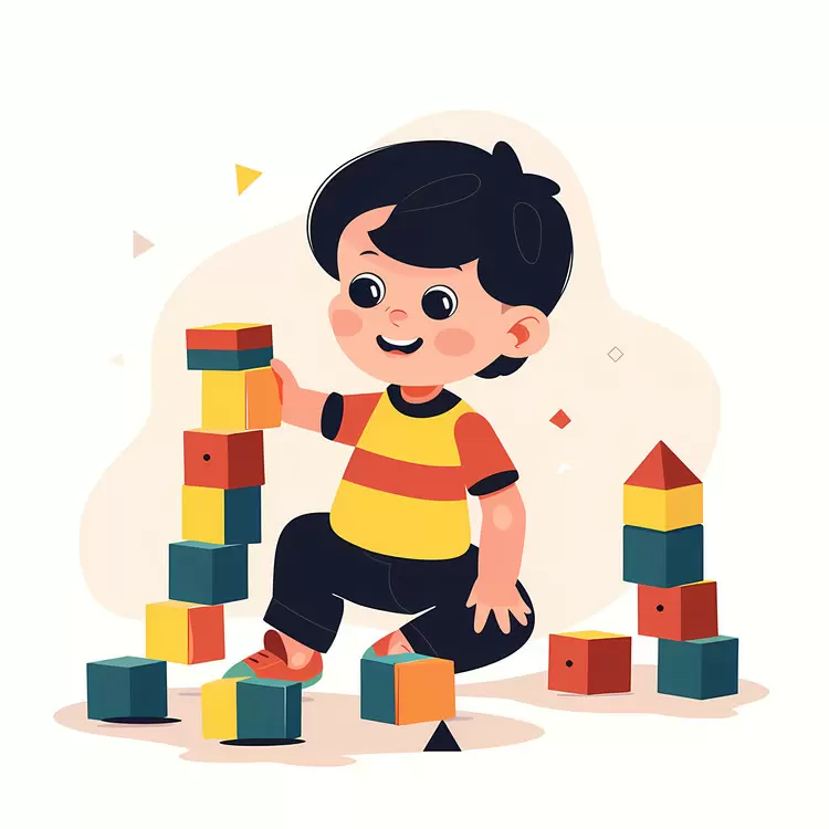 child playing blocks