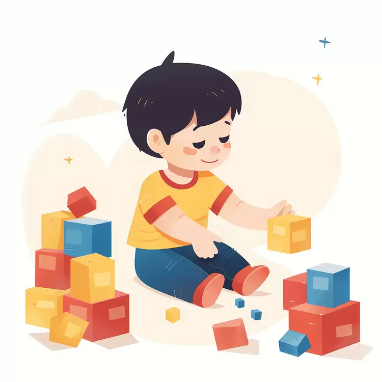 child playing blocks