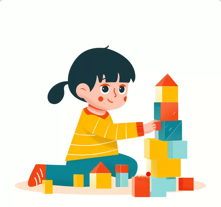 child playing blocks