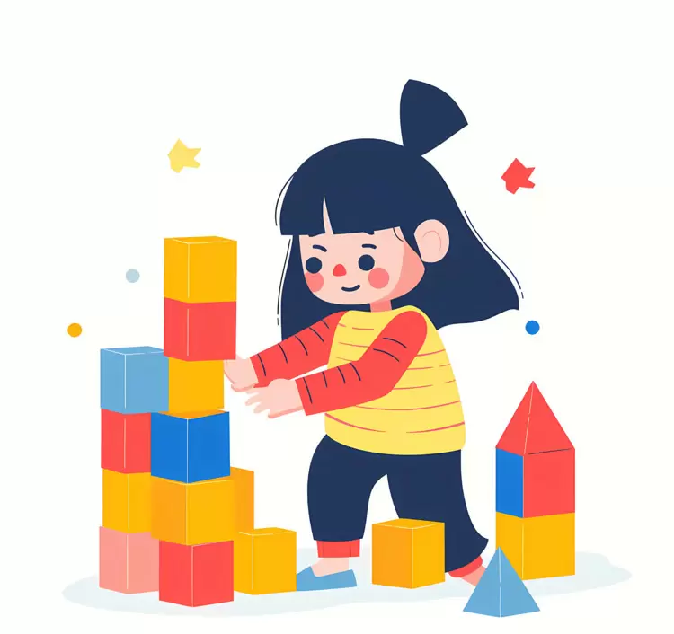 child playing blocks