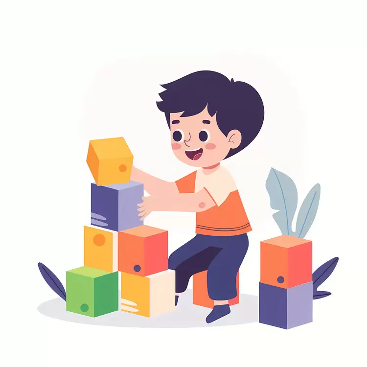 child playing blocks